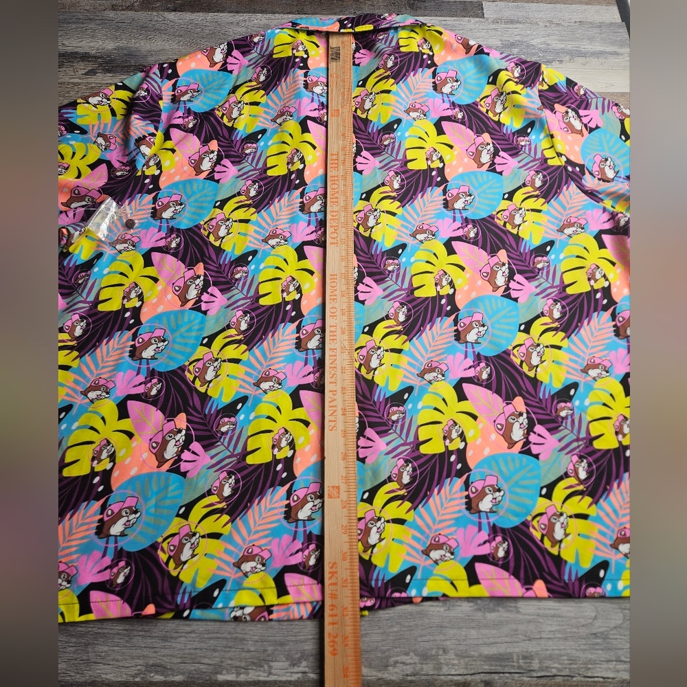 Buc-ee's Neon Tropical Camper Print Hawaiian Button Front Shirt Men's 4X NWOT - Picture 4 of 8